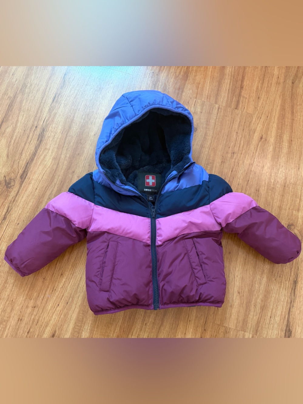 Kids SWISSTECH Puffer Jacket - Purple, Pink & Blue